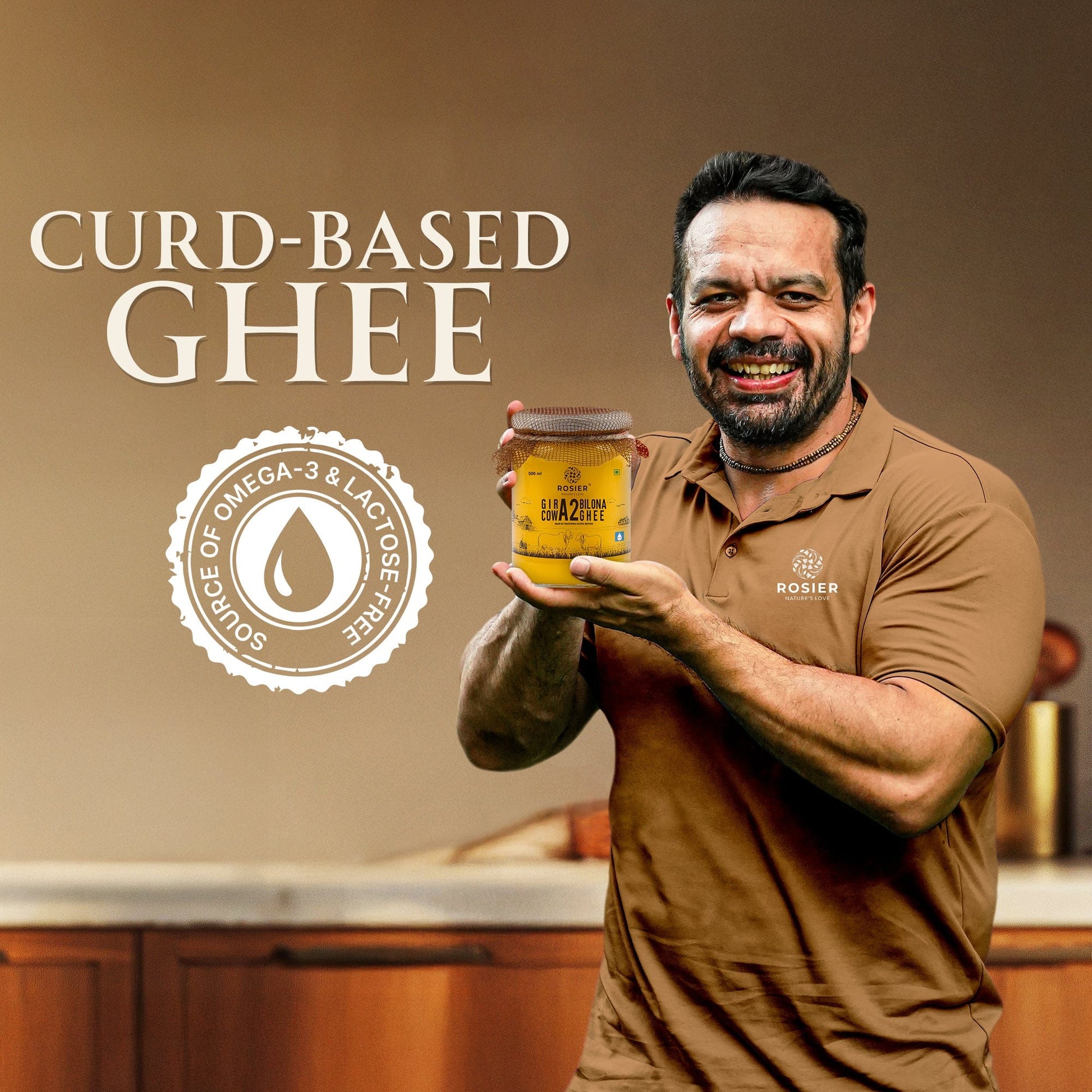 Ashoka Organics Gir Cow A2 Bilona Ghee made from curd using the traditional Bilona method, rich in Omega-3 and naturally lactose-free
