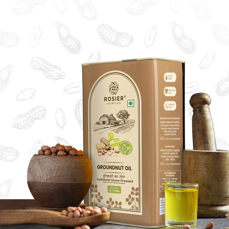 Ashoka Organics Groundnut Oil 5L Traditional Stone Pressed Pure Groundnut Cooking Oil with Fresh Peanuts